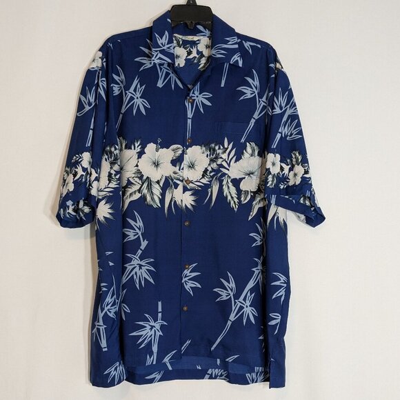 ALVISH Blue Floral Hawaiian Tropical Short Sleeve Button Shirt; Men's Size 2XL - Picture 1 of 3